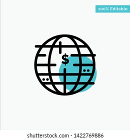 Future Of Money, Bitcoin, Block chain, Crypto currency, Decentralized turquoise highlight circle point Vector icon