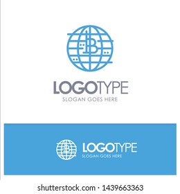 Future Money, Bitcoin, Block chain, Crypto currency, Decentralized Blue outLine Logo with place for tagline