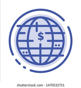 Future Of Money, Bitcoin, Block chain, Crypto currency, Decentralized Blue Dotted Line Line Icon. Vector Icon Template background