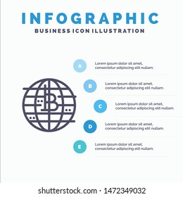 Future Money, Bitcoin, Block chain, Crypto currency, Decentralized Line icon with 5 steps presentation infographics Background