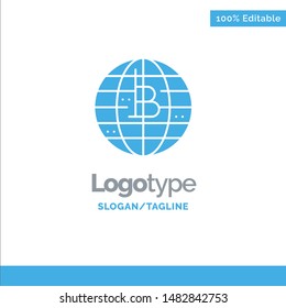 Future Money, Bitcoin, Block chain, Crypto currency, Decentralized Blue Solid Logo Template. Place for Tagline