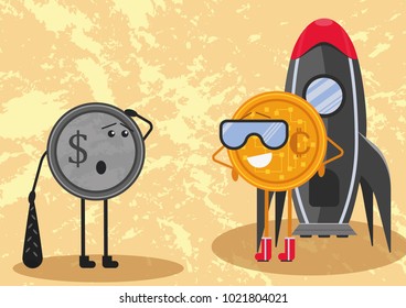 The future of money. Will be cryptocurrency the future money or not. The compare of cryptos and standard currency