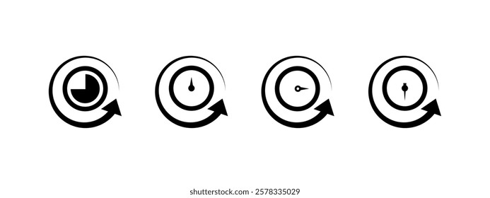 Future next events vector icon isolated on white background. Clock go icon in flat style concept.