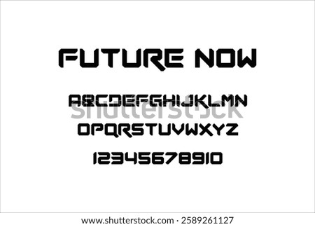 Future Now font for logo and headline. Isolated vector typeset