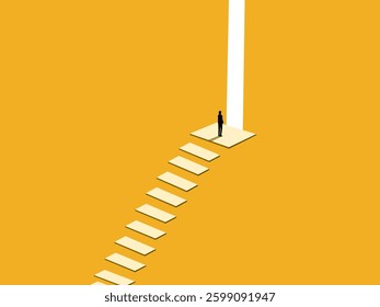 Future, Opportunity, Businessman steps into large door