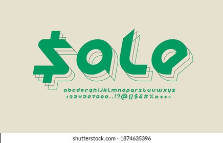 Future original font, creative rounded modern alphabet, trendy colored letters from A to Z and numbers from 0 to 9, vector illustration 10EPS