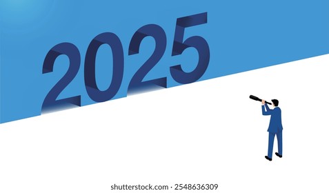 Future Outlook: A Business Concept Illustration Looking Ahead to 2025, Vector