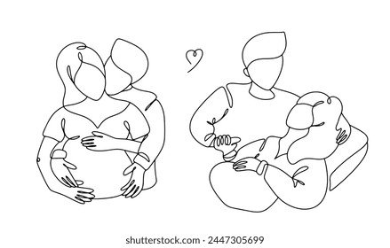 Future parents go through the birthing stage together. The husband supports his wife during the birth of the child. Moral and physical help from a man for a woman.
