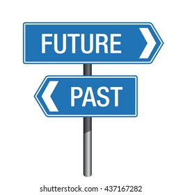 Future Past crossroads sign arrows