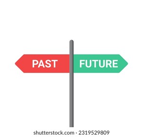 Future past present board icon. Now pas and future way destiny sign