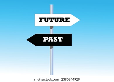 Future past present board icon. Now pas and future way destiny signs