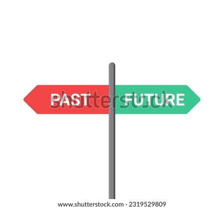 Future past present board icon. Now pas and future way destiny sign