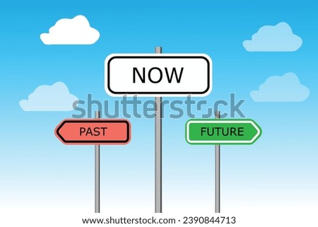 Future past present board icon. Now pas and future way destiny signs