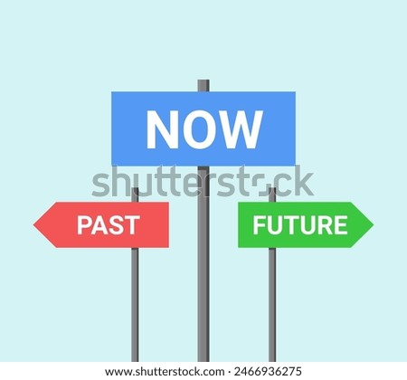 Future past present board icon. Now pas and future way destiny sign