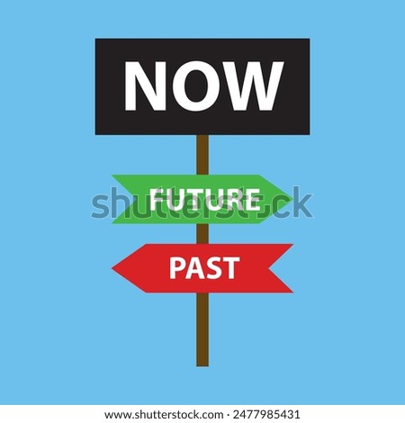 Future past present board icon. Now pas and future way destiny sign