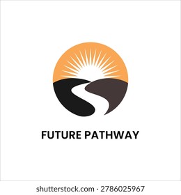Future Pathway Logo Design Vector with Sunrise Road Concept, Modern Abstract Journey Symbol, Creative Business Branding Emblem for Vision and Success