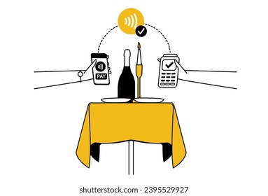 The Future of Payment Is Contactless Payment And Cashless Payment Between Restaurant Merchant And Customer , Payment Accepted, Processing, Securely Pay By Cell Phone