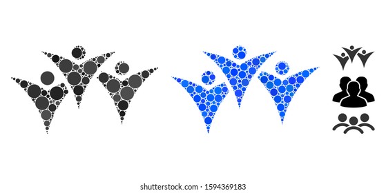Future people group composition of circle elements in different sizes and color tones, based on future people group icon. Vector random circles are grouped into blue composition.
