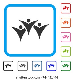 Future People Group icon. Flat grey iconic symbol in a blue rounded squared frame. Black, gray, green, blue, red, orange color additional versions of Future People Group vector.