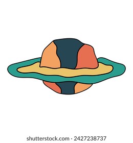 Future planet retro science fiction background. Abstract futuristic retro universe. Hand Drawn retro style