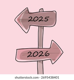 Illustration zur Zukunftsplanung - Wegweiser mit Jahresbeschriftungen.eps