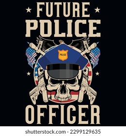 Future police officer graphics tshirt design 