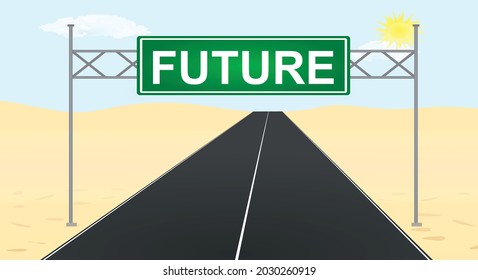 Future post on road. vector