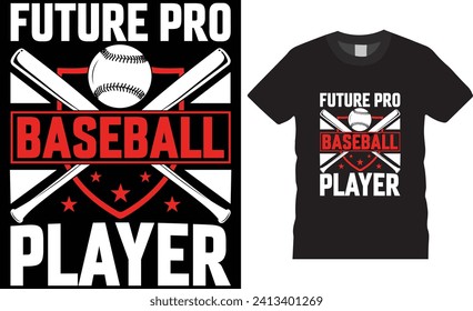 Futuro jugador pro, diseño de camisetas de béisbol. plantilla de tipografía vectorial. Camisetas de béisbol diseñan citas motivacionales. Diseño de camisetas de béisbol listas para imprimir, afiche, pancarta, taza, vaina, pegatina.
