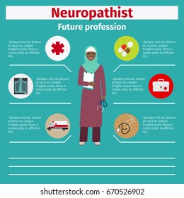 Future profession neuropathist infographic for students, vector illustration