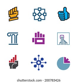 Future progress success technology foundation logo fist symbol icon set