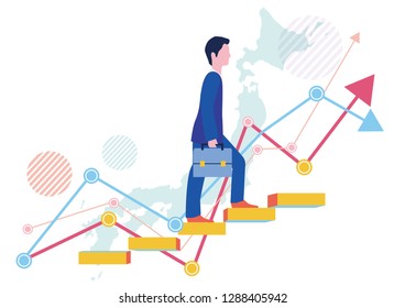 Future Prospects Japanese Businessmen Step Graph Stock Vector (Royalty ...