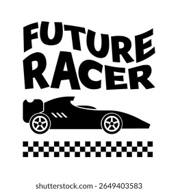 Future Racer Car Checkered Flag Design