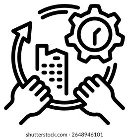 Ilustração do vetor de linha de ícone para empresas prontas para o futuro