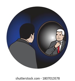 Future reflection on mirror. Mirror image. Vector design