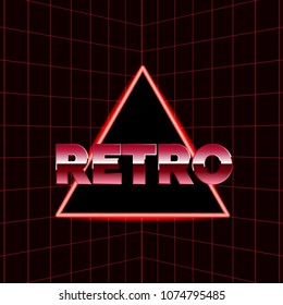 Future retro line background of the 80s. Vector futuristic synth retro wave illustration in 1980s posters style