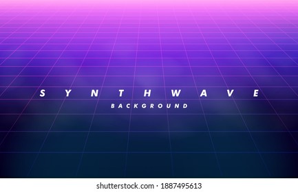 Future retro line background of the 80s. Vector futuristic synth retro wave illustration in 1980s posters style.