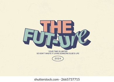 La tipografía retro del futuro para el Diseño gráfico creativo del concepto de la ropa de calle de la Inspiración