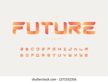 Future ribbon font and alphabet. Eps10 vector.