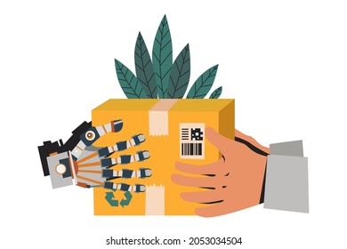 Future Robot Delivery Package  Illustration