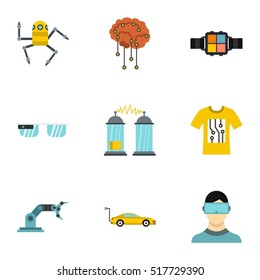 Future robot icon set. Flat illustration of 9 future robot icon vector set for web
