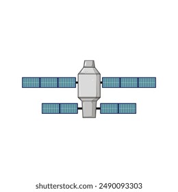 future satellite cartoon. worldwide technology, data internet, blue digital future satellite sign. isolated symbol vector illustration