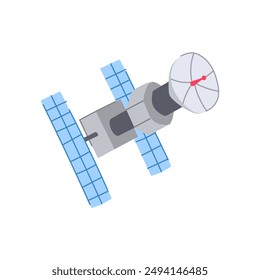 future satellite cartoon. worldwide technology, data internet, people astronaut future satellite sign. isolated symbol vector illustration