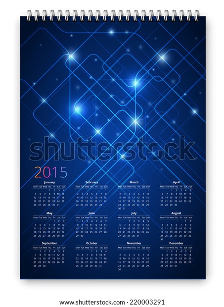 Future Scifi Style Calendar 15 Vector Stock Vector Royalty Free