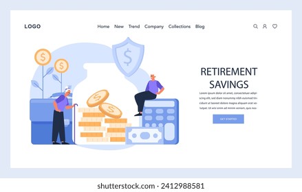 Future Security web or landing. Highlighting the assurance of retirement savings through strategic financial planning and investment. Flat vector illustration