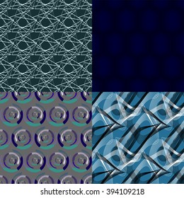 Future set. Contrasting vector illustrations in muted blue colors for various creative projects