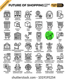 Future of shopping concept icons set in modern line icon style for ui, ux, website, web, app graphic design