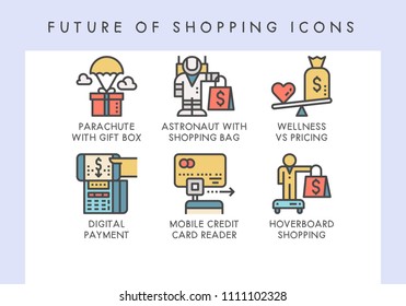 Future of shopping concept icons for website, blog, app, presentation, etc.