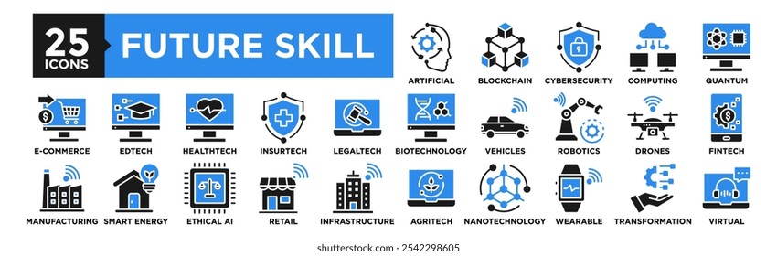 Future Skill icon collection set. Containing design technology, concept, business, future, skill, innovation	