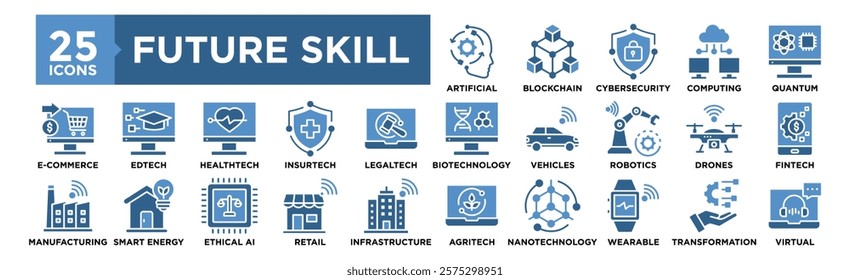 Future Skill icon collection set. Containing design technology, concept, business, future, skill, innovation	