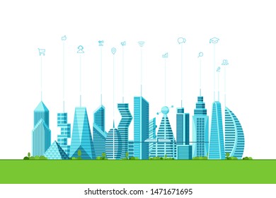 Detailed Future Eco City Different Architecture Stock Vector (Royalty ...